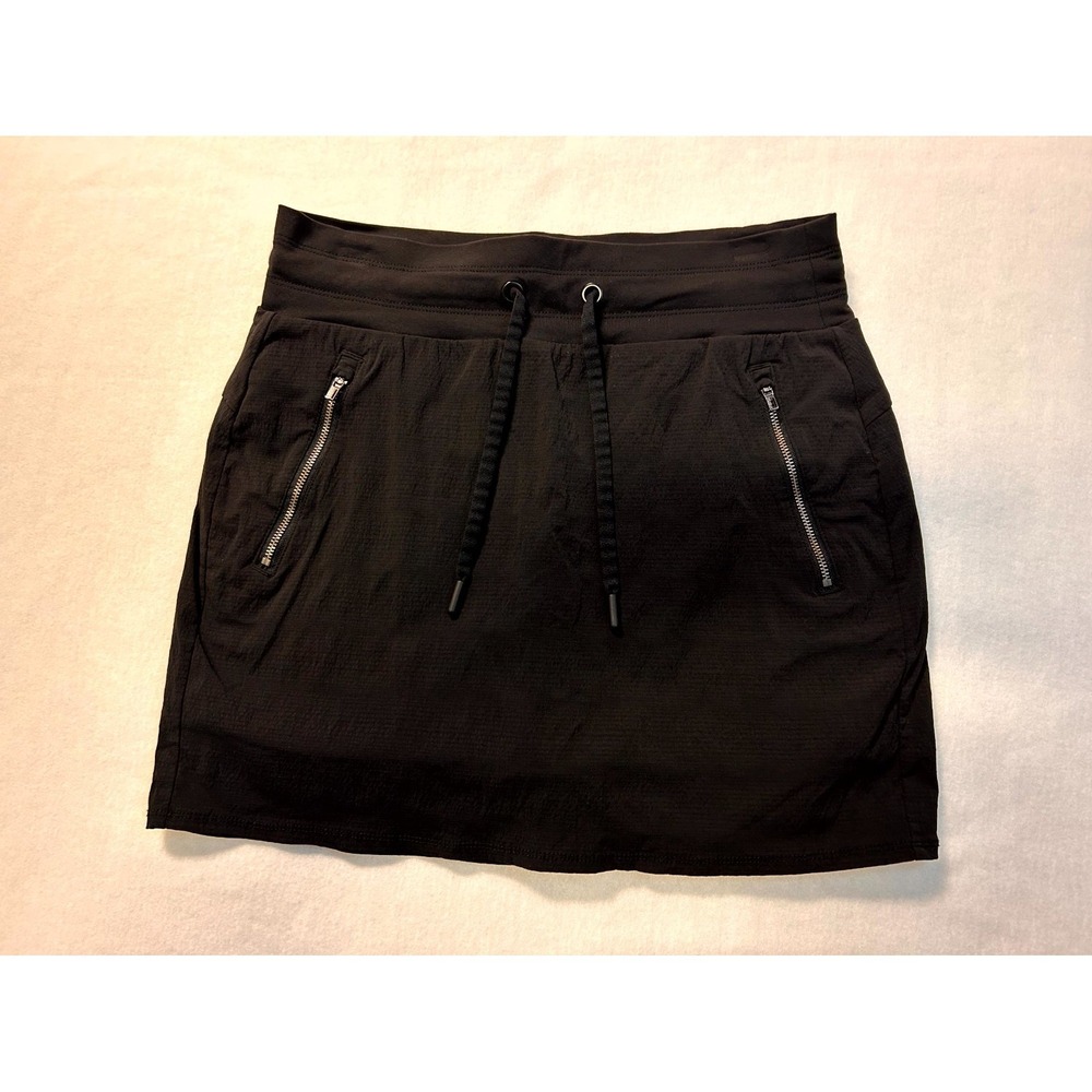 Athleta Trekkie North Skort Shorts + Skirt Black Size 4 Zip Pockets Drawstring - Picture 3 of 16